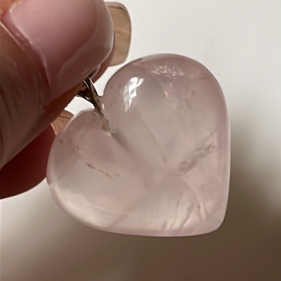 Rose Quartz Crystal Sterling Silver Heart Pendant - Picture 4 of 7